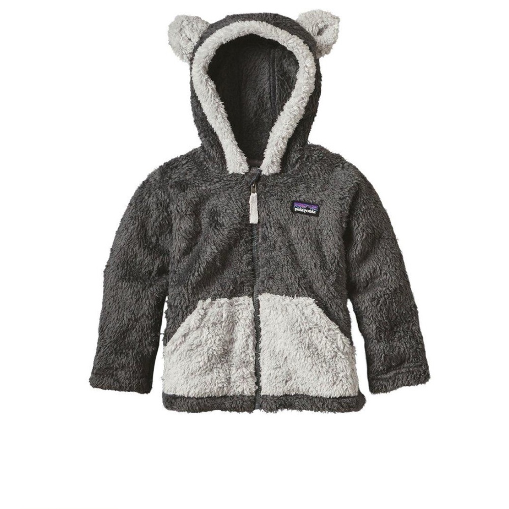 Patagonia Fleece Hoodie in Gray with Bear Ears 6-12M